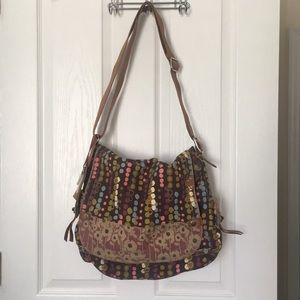 Fossil Large Canvas Messenger Bag Adjustable Strap